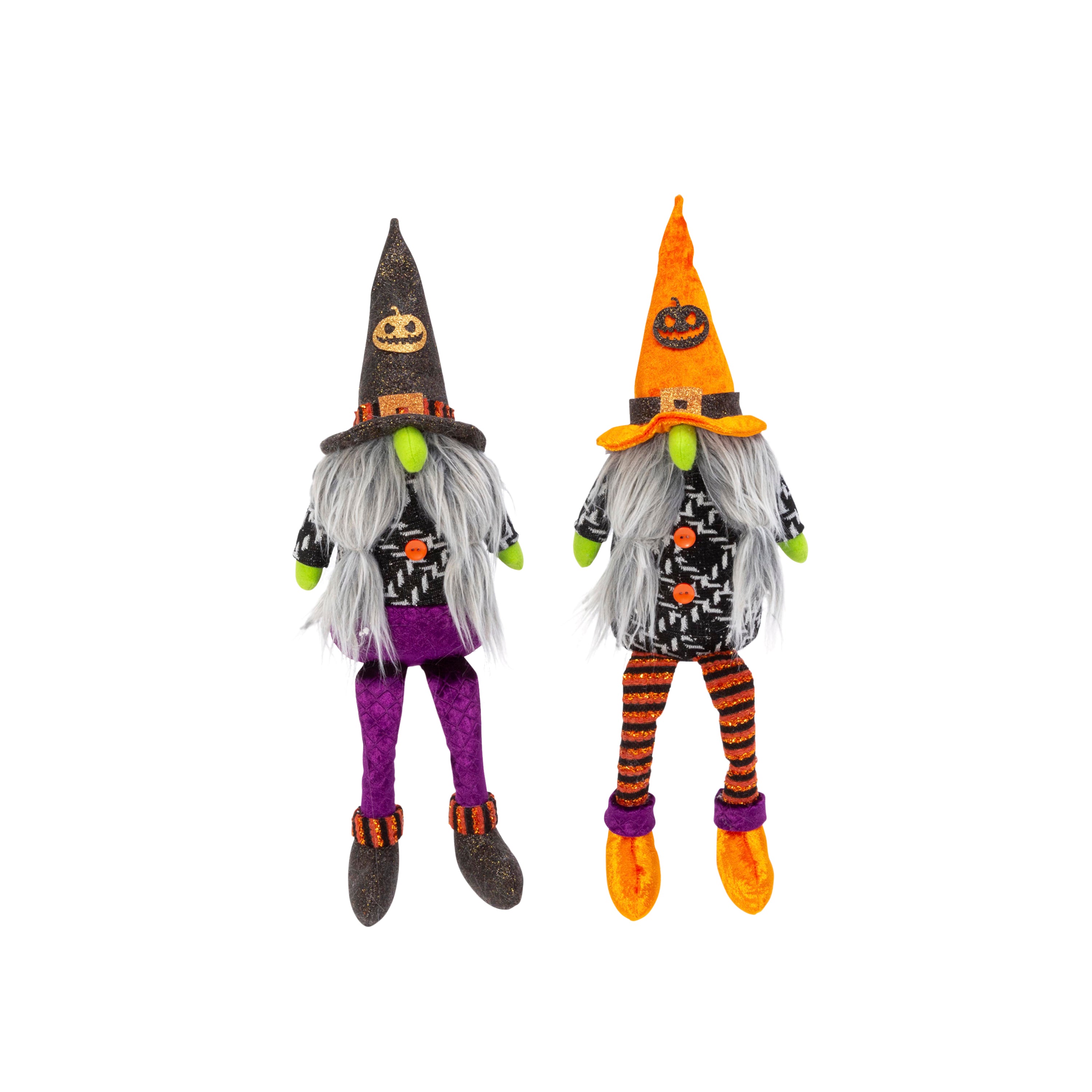 Set of 2, 16-in Plush Halloween Gnome Shelf Sitter